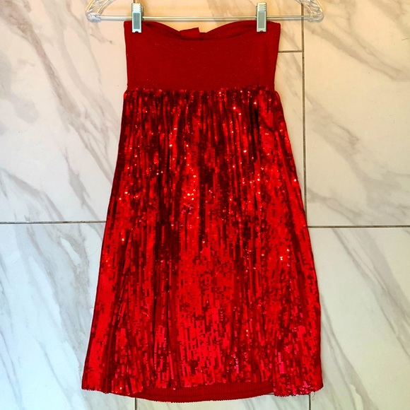 Bebe cocktail mini sequins dress with loop and ribbon, stretchy - Picture 3 of 4